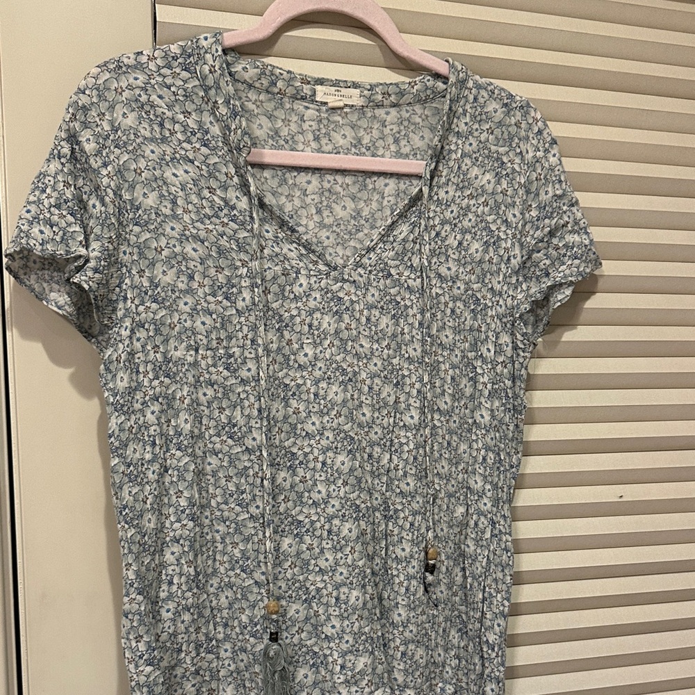 Chic Blue Floral Women's Blouse